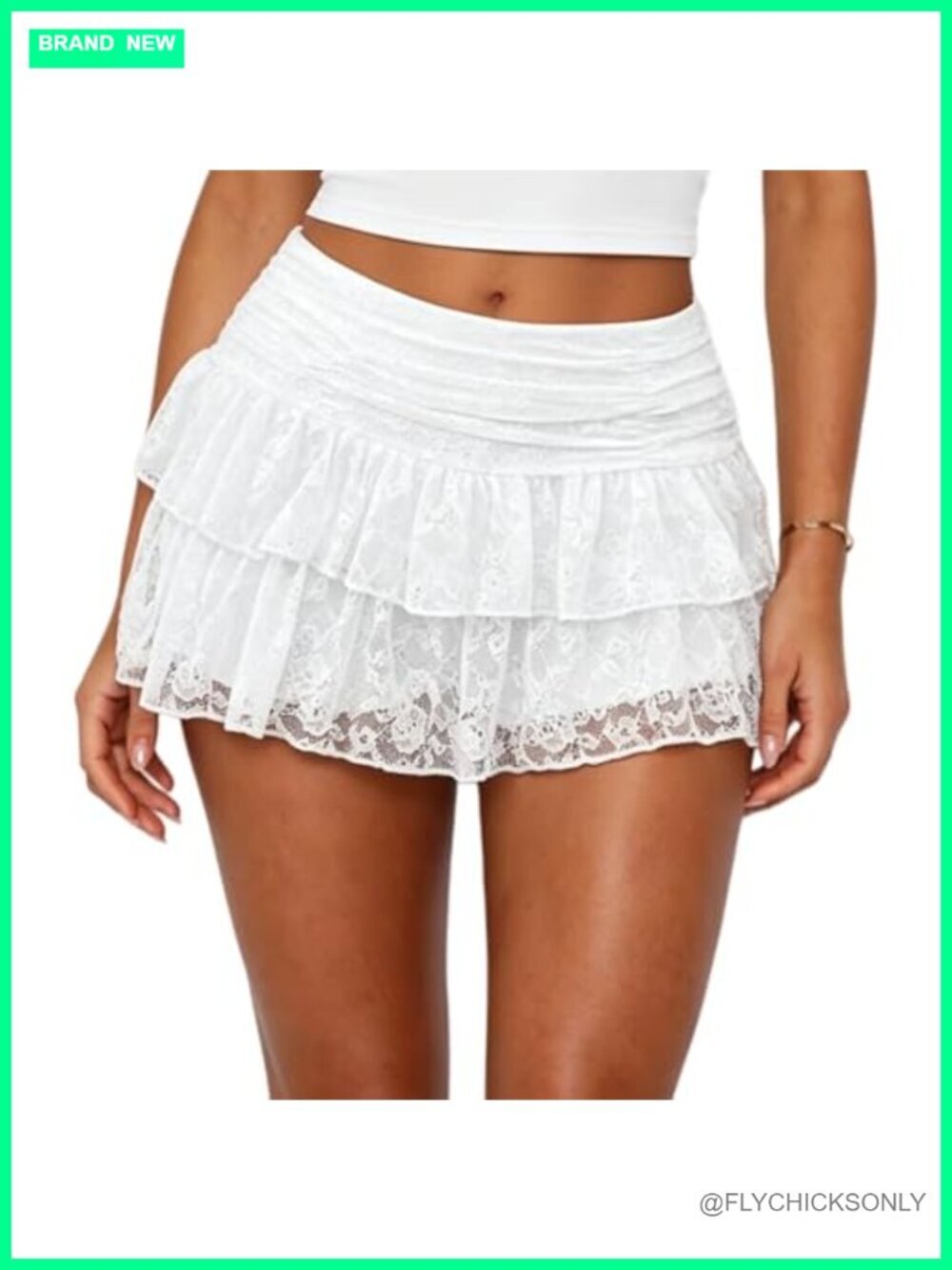 Women Lace Mini Skort with Shorts Layered Ruffle A Line Flowy Y2K Going Out